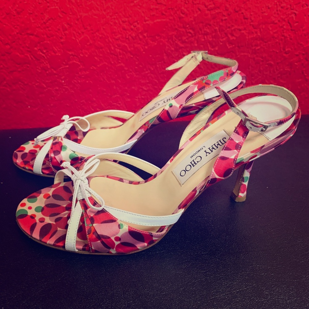 Jimmy choo slingback floral sandals